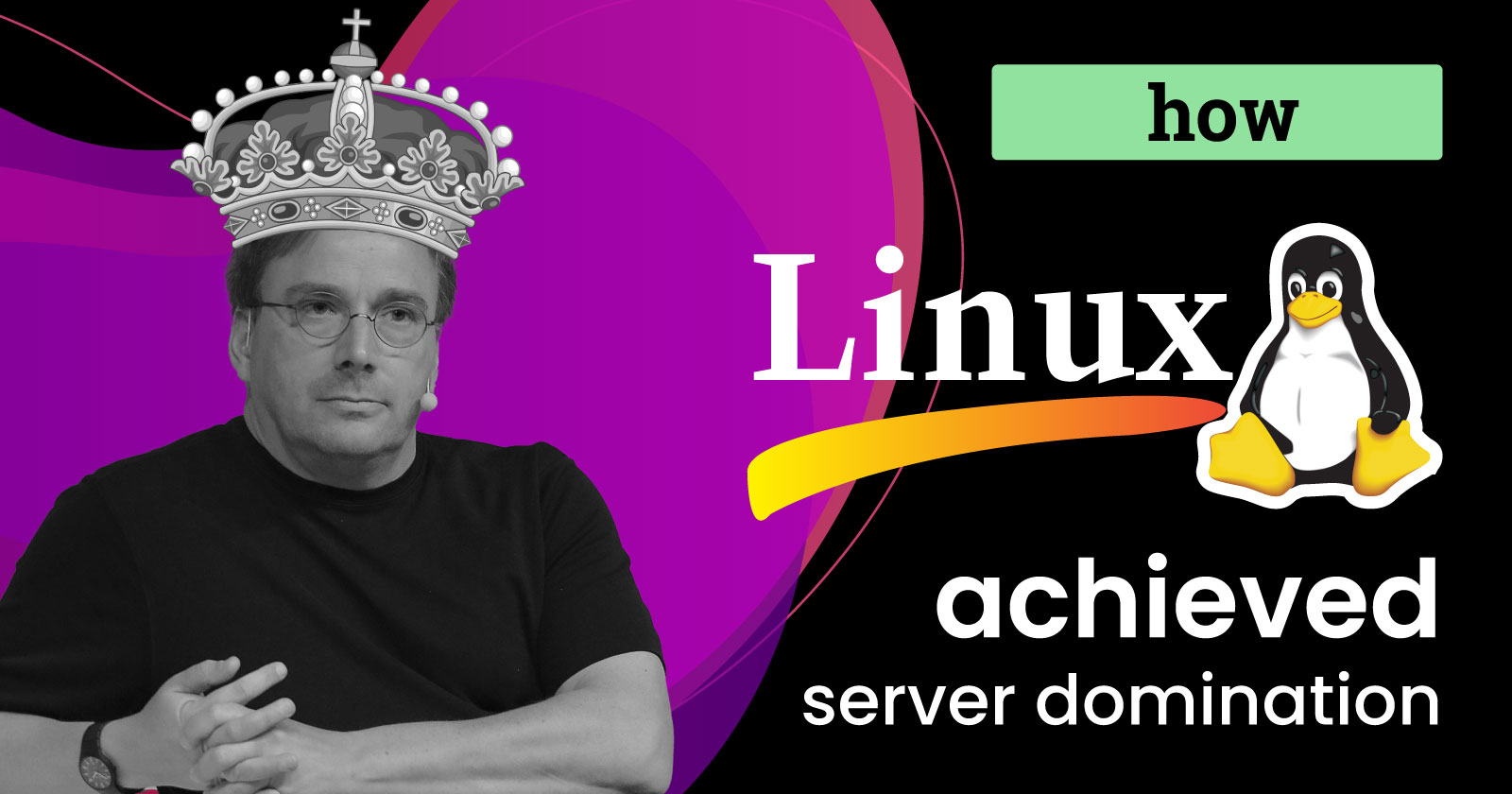 Image Showing Linus Torvalds and Linux Logo